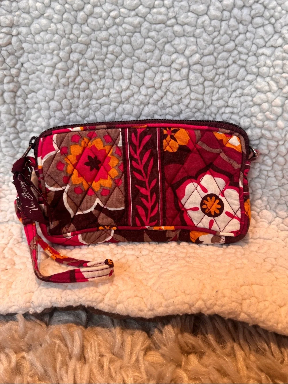 Vera Bradley Pink and Yellow Floral Quilted Wristlet